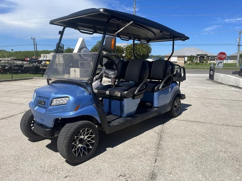 2025 Club Car Onward 6-Passenger Gas PTV — Metallic Ice Blue — Unlimited Family Range