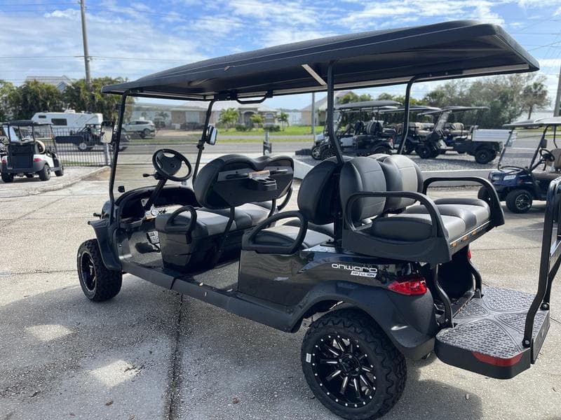 2025 Club Car Onward Lifted 6-Passenger HP Lithium — Metallic Tuxedo Black — Zero-Maintenance Family PTV