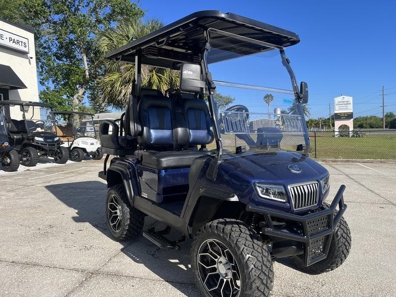 2025 Evolution D5 Maverick 2+2 Mediterranean Blue — 4-Seater Lifted Cart
