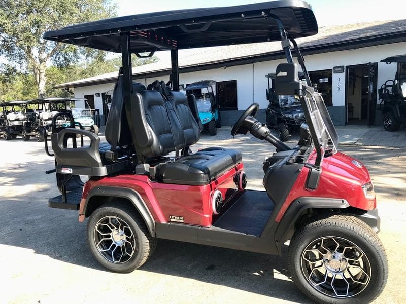 2025 Evolution D5 Ranger 2+2 Plus Flamenco Red — Cart with CarPlay