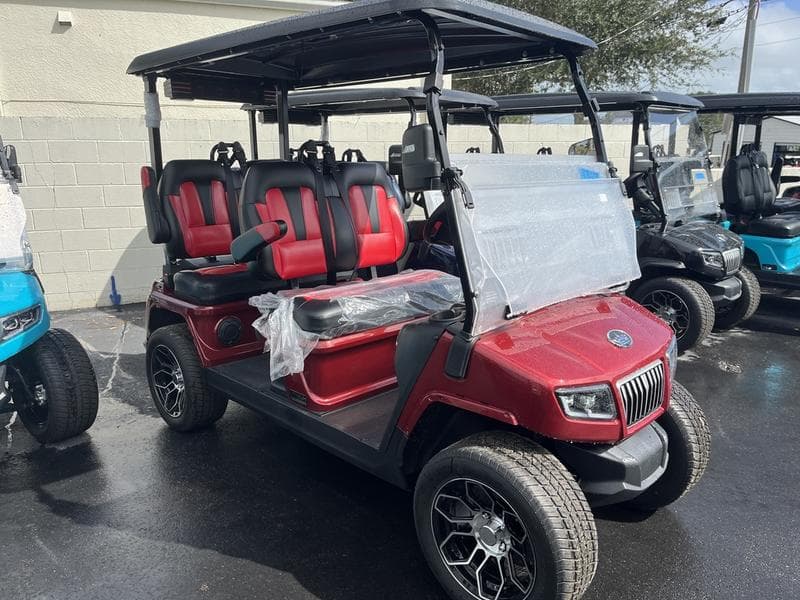 2025 Evolution D5 Ranger 4 Flamenco Red — Forward-Facing 4-Seater Cart — additional view