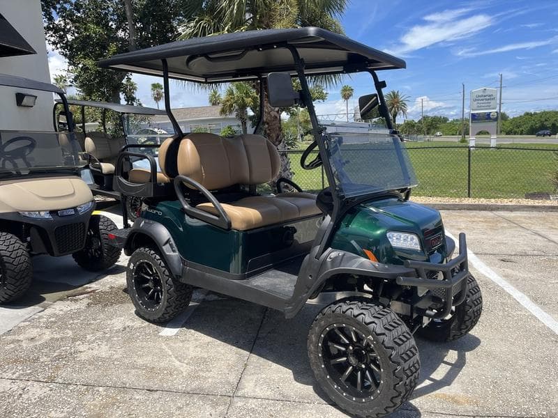 2026 Club Car Onward Lifted 4-Passenger Gas Golf Cart — Metallic Jade Green — Trail-Ready Power