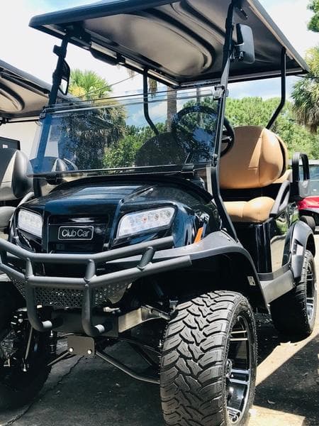 2026 Club Car Onward Lifted 4-Passenger Gas Golf Cart — Metallic Tuxedo Black — Off-Road Ready