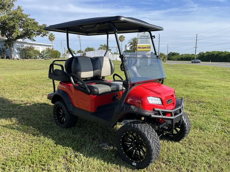 2026 Club Car Onward Lifted 4-Passenger Gas Golf Cart — Rally Red — All-Day Range & Power