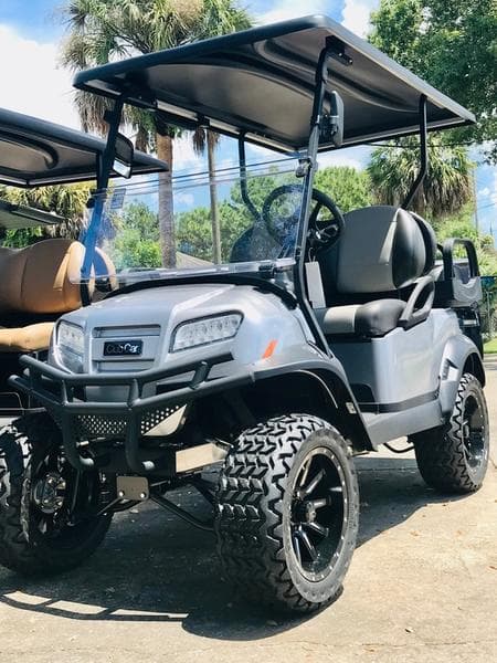 2026 Club Car Onward Lifted 4-Passenger Gas Golf Cart — Signature Silver — All-Terrain Power